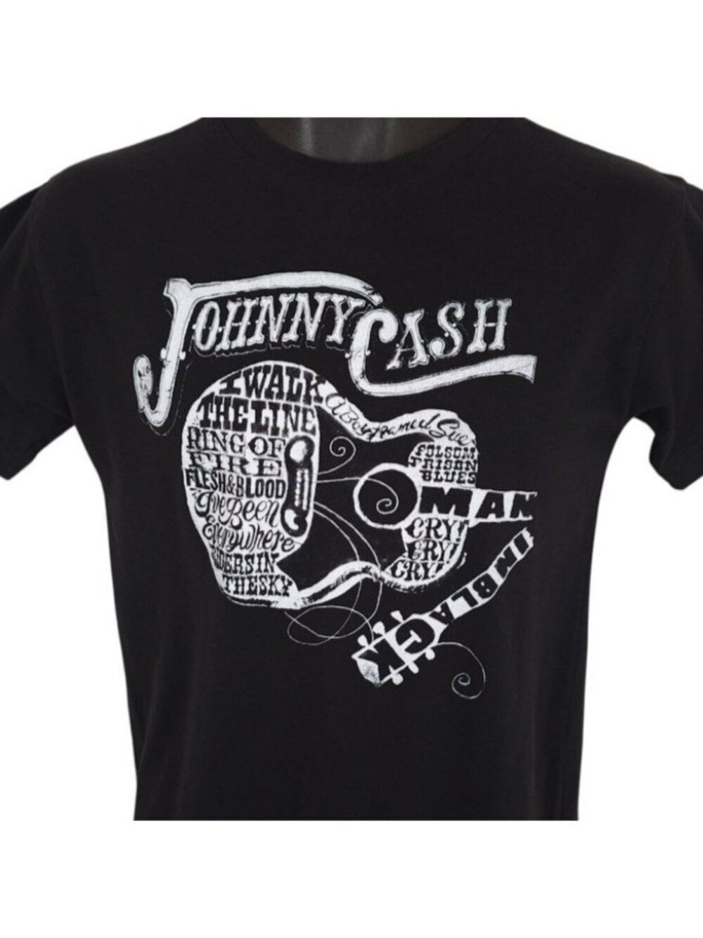 Johnny Cash T Shirt Mens Size Small Man In Black Cowboy Country Music Guitar